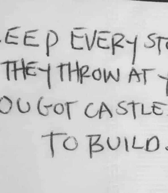 Keep Every Stone They Throw At You! You Got Castles To Build! 